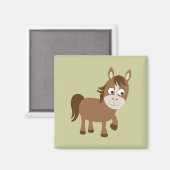 かわいい茶色の馬 マグネット (正面/裏面)