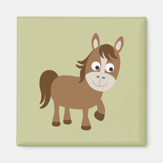 かわいい茶色の馬 マグネット (正面)