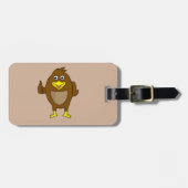 かわいい茶色の鳥のデザインのカスタムな荷物のラベル ラゲッジタグ (正面横)