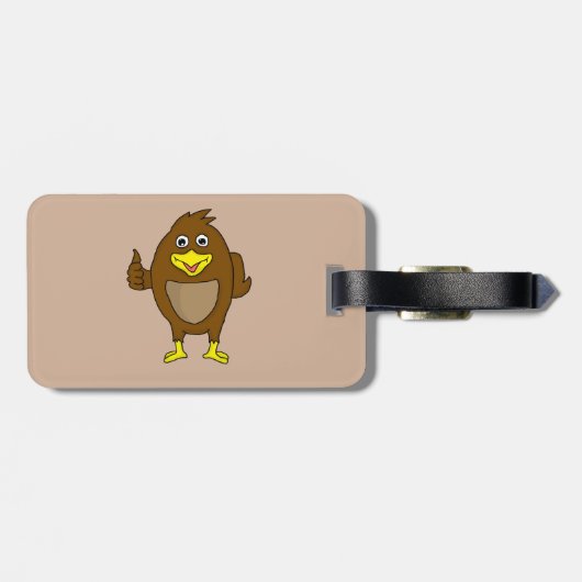 かわいい茶色の鳥のデザインのカスタムな荷物のラベル ラゲッジタグ (裏面横)