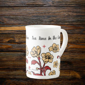 かわいい茶色の「お茶inザ・ガーデン」フローラがパーソナライズ ボーンチャイナマグカップ