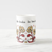 かわいい茶色の「お茶inザ・ガーデン」フローラがパーソナライズ ボーンチャイナマグカップ (正面)
