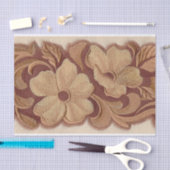 かわいい茶色ベージュ女性のカーボーイの西欧諸国の花柄 薄葉紙 (クラフト)