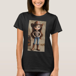 かわいい茶髪カウガール ウエスタンファッション 女性用Tシャツ Tシャツ