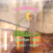 かわいい草原の犬が花漫画を嗅ぐ ウィンドウサイン (シート2)