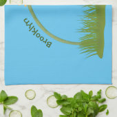 かわいい草原の犬が花漫画を嗅ぐ キッチンタオル (折り畳み)