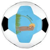 かわいい草原の犬が花漫画を嗅ぐ サッカーボール (回転)