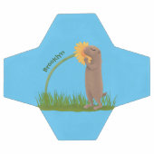 かわいい草原の犬が花漫画を嗅ぐ サッカーボール (フラット)