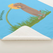 かわいい草原の犬が花漫画を嗅ぐ シェルパブランケット (3/4)