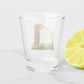 かわいい草原の犬が花漫画を嗅ぐ ショットグラス (裏面)