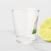 かわいい草原の犬が花漫画を嗅ぐ ショットグラス (左)