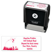 かわいい草原の犬が花漫画を嗅ぐ セルフインキングスタンプ (インサイチュ)