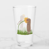 かわいい草原の犬が花漫画を嗅ぐ タンブラーグラス (裏面)