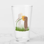 かわいい草原の犬が花漫画を嗅ぐ タンブラーグラス (正面)