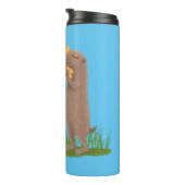 かわいい草原の犬が花漫画を嗅ぐ タンブラー (回転右)