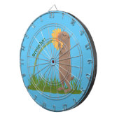 かわいい草原の犬が花漫画を嗅ぐ ダーツボード (正面右)