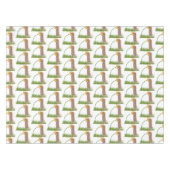 かわいい草原の犬が花漫画を嗅ぐ テーブルクロス (正面(横))