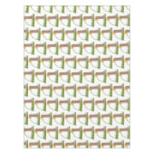 かわいい草原の犬が花漫画を嗅ぐ テーブルクロス (正面)