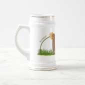 かわいい草原の犬が花漫画を嗅ぐ ビールジョッキ (左)