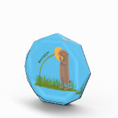 かわいい草原の犬が花漫画を嗅ぐ フォトブロック (右)