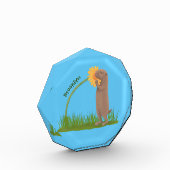 かわいい草原の犬が花漫画を嗅ぐ フォトブロック (左)