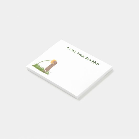 かわいい草原の犬が花漫画を嗅ぐ ポストイット (アングル)