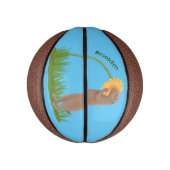 かわいい草原の犬が花漫画を嗅ぐ ミニバスケットボール (縦)