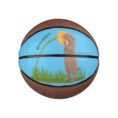 かわいい草原の犬が花漫画を嗅ぐ ミニバスケットボール (正面)