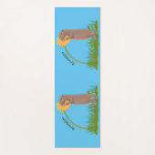 かわいい草原の犬が花漫画を嗅ぐ ヨガマット (正面)