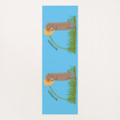 かわいい草原の犬が花漫画を嗅ぐ ヨガマット (裏面)