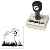 かわいい草原の犬が花漫画を嗅ぐ ラバースタンプ (押印)