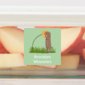 かわいい草原の犬と花の漫画パーソナライズされた ラベル (貼付)