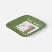 かわいい草原パーソナライズされた犬の誕生日の漫画 ペーパープレート (傾斜あり)