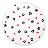 かわいい菓子のゆとりの黒の足の赤いハートパターン セラミックノブ (正面)