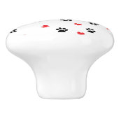 かわいい菓子のゆとりの黒の足の赤いハートパターン セラミックノブ (側面)