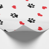 かわいい菓子のゆとりの黒の足の赤いハートパターン ラッピングペーパー (角)