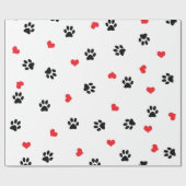 かわいい菓子のゆとりの黒の足の赤いハートパターン ラッピングペーパー (フラット)