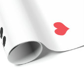 かわいい菓子のゆとりの黒の足の赤いハートパターン ラッピングペーパー (ロールコーナー)