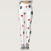 かわいい菓子のゆとりの黒の足の赤いハートパターン レギンス (正面)