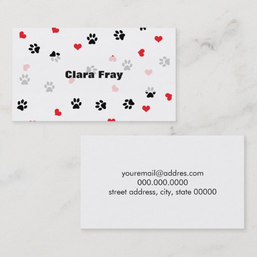 かわいい菓子のゆとりの黒の足の赤いハートパターン 名刺 (正面/裏面)