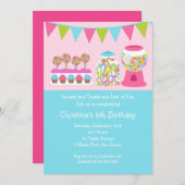 かわいい菓子は誕生日のパーティの招待状を扱います 招待状 (正面/裏面)