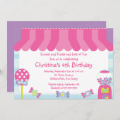 かわいい菓子は誕生日のパーティの招待状を扱います 招待状 (正面/裏面)