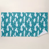 かわいい落下する星と雲のパターン ビーチタオル (正面)