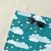 かわいい落下する星と雲のパターン ビーチタオル (インサイチュ)