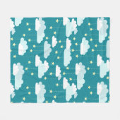 かわいい落下する星と雲のパターン フリースブランケット (正面(横))