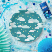 かわいい落下する星と雲のパターン ペーパープレート (パーティー)