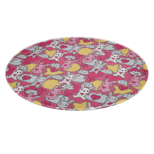 かわいい落書きのかわいいの子供パターン カッティングボード (角)