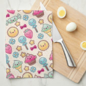 かわいい落書きのかわいいの子供パターン キッチンタオル (四つ折り)