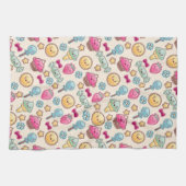 かわいい落書きのかわいいの子供パターン キッチンタオル (横)