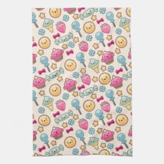 かわいい落書きのかわいいの子供パターン キッチンタオル (縦)